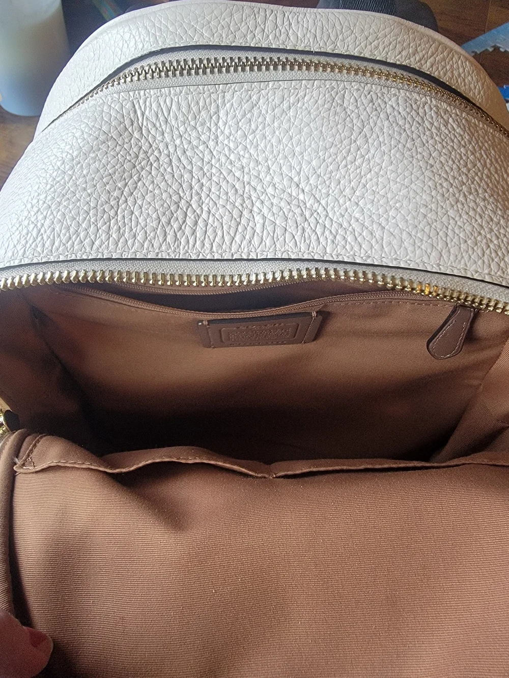 Coach White Pebbled Leather Backpack